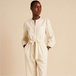J. Crew Classic Cream Jumpsuit with Belted Waist